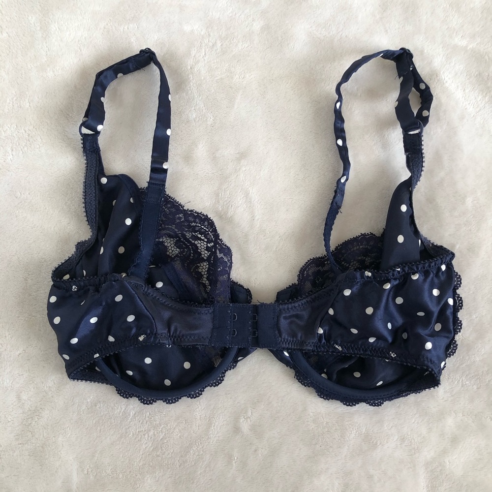 VALENTINO/ navy blue polka satin dot bra - Picture 5 of 8